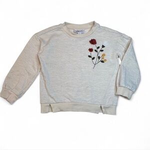 Kids Headquarters Cream Sweatshirt with Floral Design